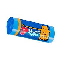 Мешки для мусора 20 л, синие, в рулоне 30 шт., ПНД, 8 мкм, 500х400 мм, Comfort, М0017 (МН 20-30с) в Бердске