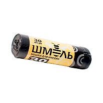 Мешки для мусора 30 л, черные, в рулоне 30 шт., ПНД, 7 мкм, 600х500 мм, ШМЕЛЬ, 4625 в Бердске