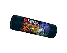 Мешки для мусора 240 л, двухслойные, синие, в рулоне 10 шт., ПВД 40 мкм, 1400х870 мм, GRIFON SUPER POWER, 101-094