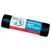 Мешки для мусора 160 л, черные, в рулоне 20 шт., ПВД, 30 мкм, 1200х870 мм, PACLAN Professional, 604082
