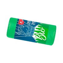 Мешки для мусора 30 л, биоразлагаемые, зеленые, в рулоне 30 шт., ПНД, 7 мкм, 560х480 мм, БИО, МБ2110 (МНБ 30-30ж) в Бердске