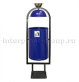 Урна уличная металлическая 21 л круглая с крышкой и пепельницей синяя