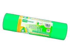 Мешки для мусора 180 л, ароматизированные, зеленые, в рулоне 10 шт., ПВД, 35 мкм, 1100х930 мм, PREMIUM+, 180105301 в Бердске