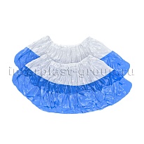 Бахилы бело-синие 1000 шт (500 пар), 48 мкм, двойная подошва, с одной резинкой, Эконом+ в Бердске