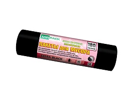 Мешки для мусора 180 л, ароматизированные, черные, в рулоне 10 шт., ПВД, 50 мкм, 1100х930 мм, EXTRA black, 18008301 в Бердске