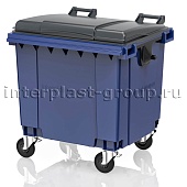 Контейнер для мусора 1100 л синий с серой крышкой