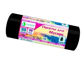 Мешки для мусора 30 л, черные, в рулоне 20 шт., ПНД, 7 мкм, 600х500 мм, MIRPACK Classik, 302040 в Бердске