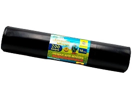 Мешки для мусора 200 л, ароматизированные, черные, в рулоне 10 шт., ПВД, 100 мкм, 1200х800 мм, Добрыня, Dob20010black в Бердске