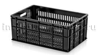Ящик для молока, мяса, овощей и фруктов большая перфорация дно перфорированное черный в Бердске