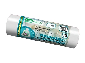 Мешки для мусора 180 л, ароматизированные, белые, в рулоне 10 шт., ПВД, 35 мкм, 1100х930 мм, PREMIUM+, 180105302 в Бердске