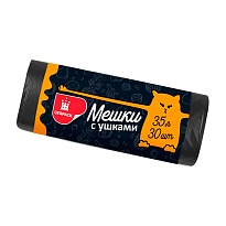 Мешки для мусора 35 л, с ушками, черные, в рулоне 30 шт., ПНД, 10 мкм, 655х500 мм, Comfort, М6064 в Бердске