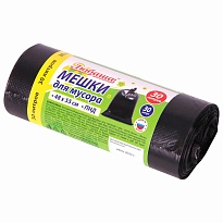 Мешки для мусора 30 л, черные, в рулоне 30 шт., ПНД, 7 мкм, 550х480 мм, Любаша, 608089 в Бердске