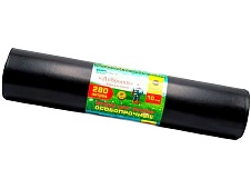 Мешки для мусора 280 л, ароматизированные, черные, в рулоне 10 шт., ПВД 110 мкм, 1400х930 мм, Добрыня, Dob28010black
