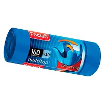 Мешки для мусора 160 л, с ушками, синие, в рулоне 10 шт., ПВД, 30 мкм, 1250х900 мм, PACLAN Multitop, 604064 в Бердске
