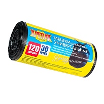 Мешки для мусора 120 л, черные, в рулоне 30 шт., ПНД, 15 мкм, 1100х700 мм, Крепак, 4607075710122 в Бердске