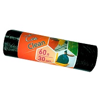 Мешки для мусора 60 л, черные, в рулоне 30 шт., ПНД, 6 мкм, 640х580 мм, Концепция Быта EcoClean, 603890 в Бердске