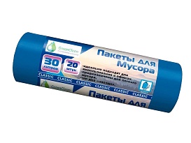 Мешки для мусора 30 л, синие, в рулоне 20 шт., ПНД, 7 мкм, 600х500 мм, MIRPACK Classik, 302041 в Бердске