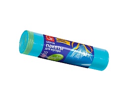 Мешки для мусора 50 л, с завязками, голубые, в рулоне 15 шт., ПНД, 14 мкм, 700х600 мм, GRIFON, 101-063 в Бердске