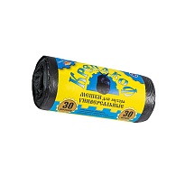 Мешки для мусора 30 л, с ушками, черные, в рулоне 30 шт., ПНД, 8 мкм, 580х460 мм, Крепакоф, 4607075710238 в Бердске