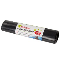 Мешки для мусора 240 л, черные, в рулоне 5 шт., ПВД 30 мкм, 1300х900 мм, Любаша, 605338 в Бердске