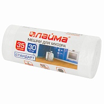 Мешки для мусора 35 л, белые, в рулоне 30 шт., ПНД, 6 мкм, 550х480 мм, LAIMA, 605538 в Бердске
