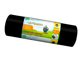 Мешки для мусора 180 л, ароматизированные, черные, в рулоне 10 шт., ПВД, 100 мкм, 1100х930 мм, Добрыня, Dob18010black в Бердске